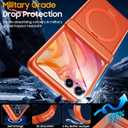 CENMASO for Motorola Razr+ Plus 2025 Case/Razr + Plus 2024 Case with Hinge Protection & Built-in Screen Protector & Magnetic Ring Stand, Slim Rugged Shockproof Phone Case for Razr + 2025/2024-Orange