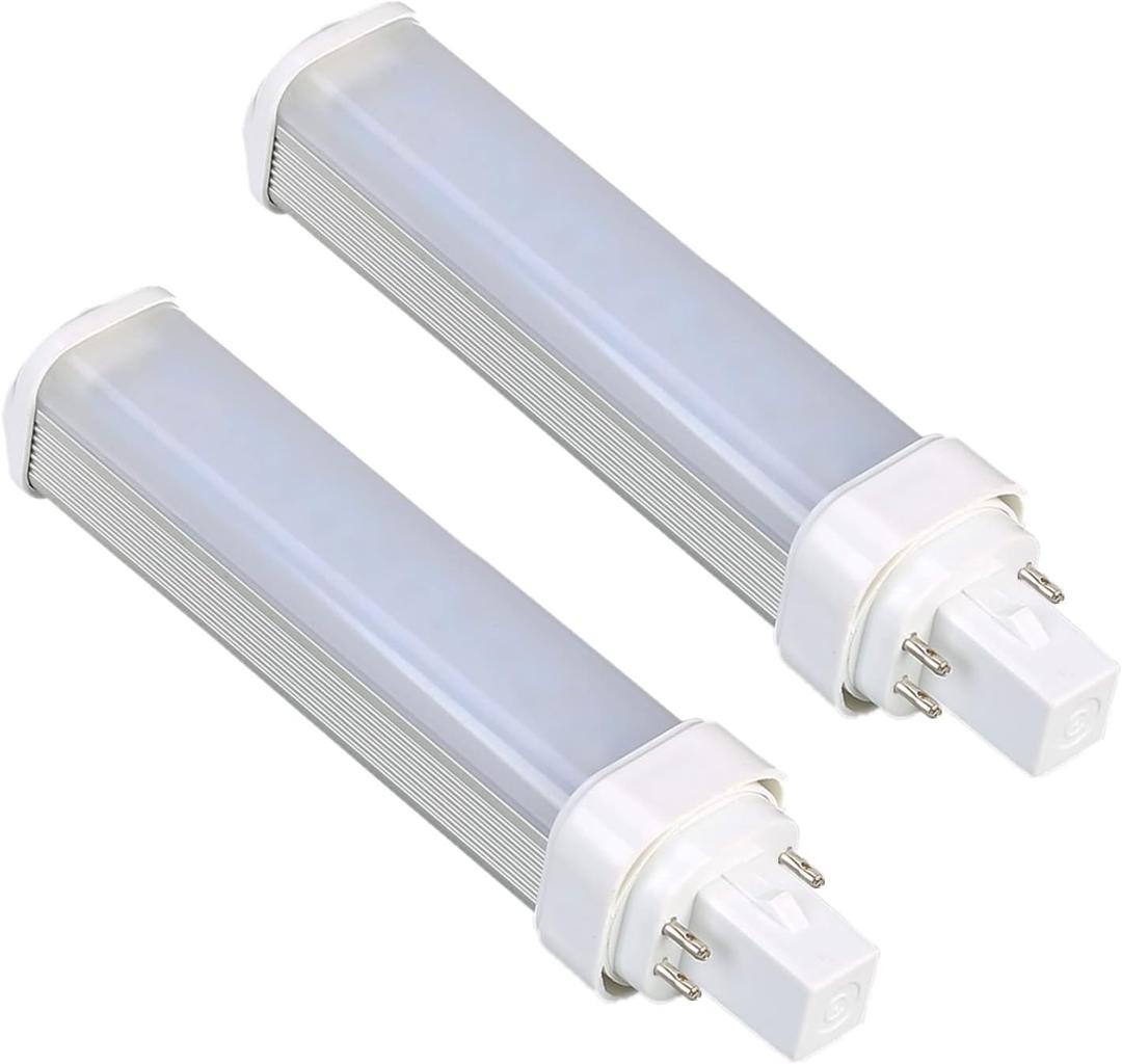 SATZOL 2 Pack 9W G24Q LED Bulb, Daylight 6000K G24Q-2 LED Bulb Light, 4 Pin G24Q-2 18W PL-C Compact Fluorescent Light Bulb Replacement, (Remove/Bypass The Ballast)