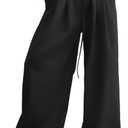 Aleumdr Wide Leg Sweatpants for Women 2025 Trendy Fashion High Waisted Drawstring Loose Long Pants with Pockets (Medium, Black)