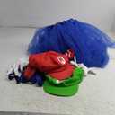 Mary and Luigi Costume for Adult,Kids,Super Bros Red and Green Hats,Mustache,Gloves,Socks, Blue Dress Outfits Accessories Halloween Cosplay for Men & Women