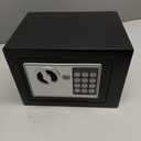 Small Electronic Safe Box With Digital Keypad & Keys - 9.05 x 6.7 x 6.7 Inches Wall Safe 0.23Cuft Mini Security Box for Coin Home Office Hotel Rooms Business Jewelry (Black)