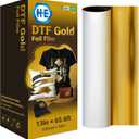 H-E DTF Foil Film 13in x 65.6ft Gold Foil DTF Transfer Film, Cold Peel Gold/Silver Foil DTF Transfer Film (G old)