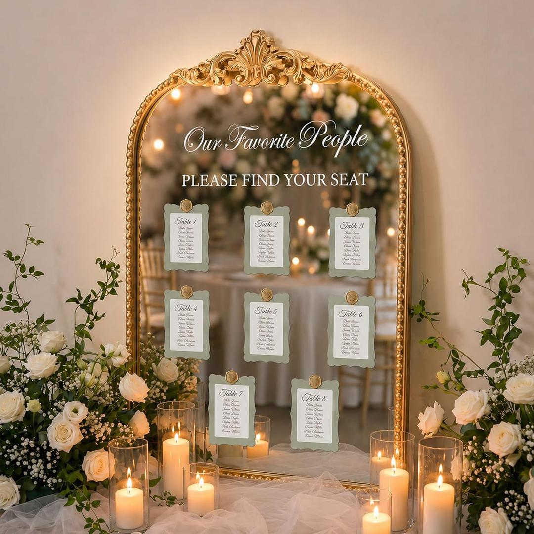 Wengik Wedding Seating Chart 24x18 Mirror with Seat Cards Wax Seal Stickers