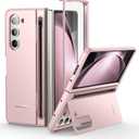 SURITCH for Samsung Galaxy Z Fold 5 Case with Kickstand and S Pen Holder [S Pen NOT Included], Phone Case for Z Fold 5 2023 -Light Pink