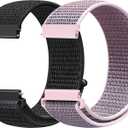 19mm Nylon Sport Quick Release Watch Bands Compatible with Willful/YAMAY/Letsfit/LETSCOM/TEMINICE/LIFEBEE/Lintelek ID205 ID205L ID205G ID205S ID205U/Blackview/UMIDIGI for Women Men (Dark Black+Pink Sand)