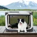 Lesure Collapsible Dog Crate - Portable Travel Kennel for Large Dog, 4-Door Pet Crate with Mesh Windows, Indoor & Outdoor, Light Gray (36.0"L x 25.0"W x 25.0"H)
