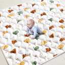 Baby Play Mat 71" X 59", Premium Thicken Foam One-Piece Crawling Mat, Extra Large Non-Slip Cushioned Activity Playmats for Babies, Toddlers, Infants, Play & Tummy Time (Happy Bear)
