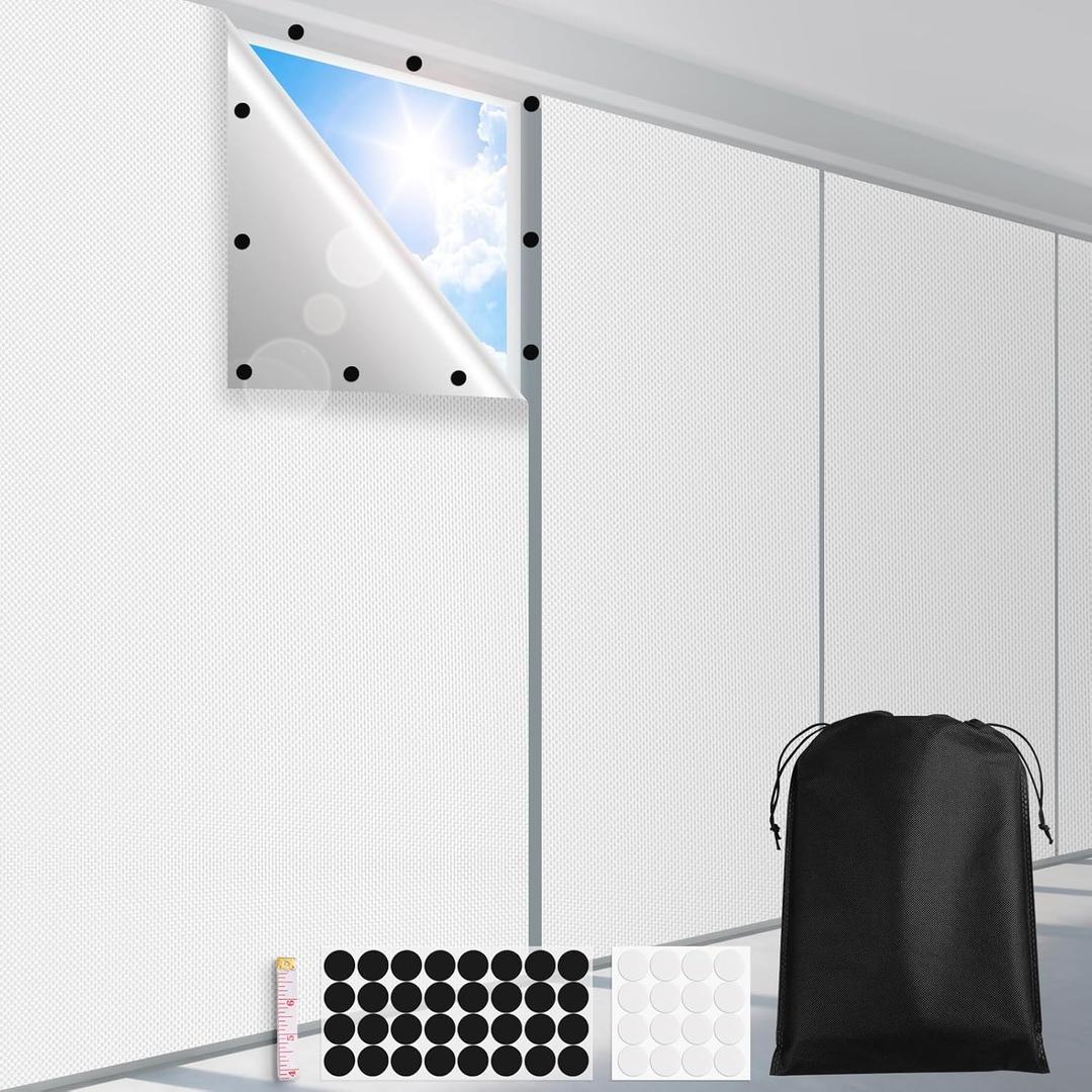 100% Blackout Curtains for Bedroom 118" x 57" Portable Blackout Shades Film No Drilling Travel Black Out Blinds Sun Light Blocker Window Cover Black Out Curtains for Nursery Dorm Room, White (57"W x 118"H)