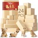 Basswood Carving Blocks 24PCS, Wood Carving Kit for Beginners & Kids, Soft Basswood Whittling Blocks with 3 Sizes (4"x1"x1", 2"x2"x2", 4"x2"x2"), Ideal for Crafts, Sculptures, DIY Projects