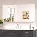 Keonjinn Brushed Nickel Mirror 48 x 24 Silver Bathroom Mirror for Over Sink, Rounded Rectangle Farmhouse Vanity Mirror, HD Tempered Glass, Metal Framed Full Length Wall Mirror(Horizontal/Vertical)