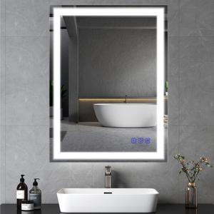 LED Bathroom Mirror with Lights 36"x24" Smart Wall-Mounted LED Mirror Lighted Bathroom Mirror with Stepless Dimmable, Touch Screen Button, Anti-Fog, Memory Function, Adjustable Colors