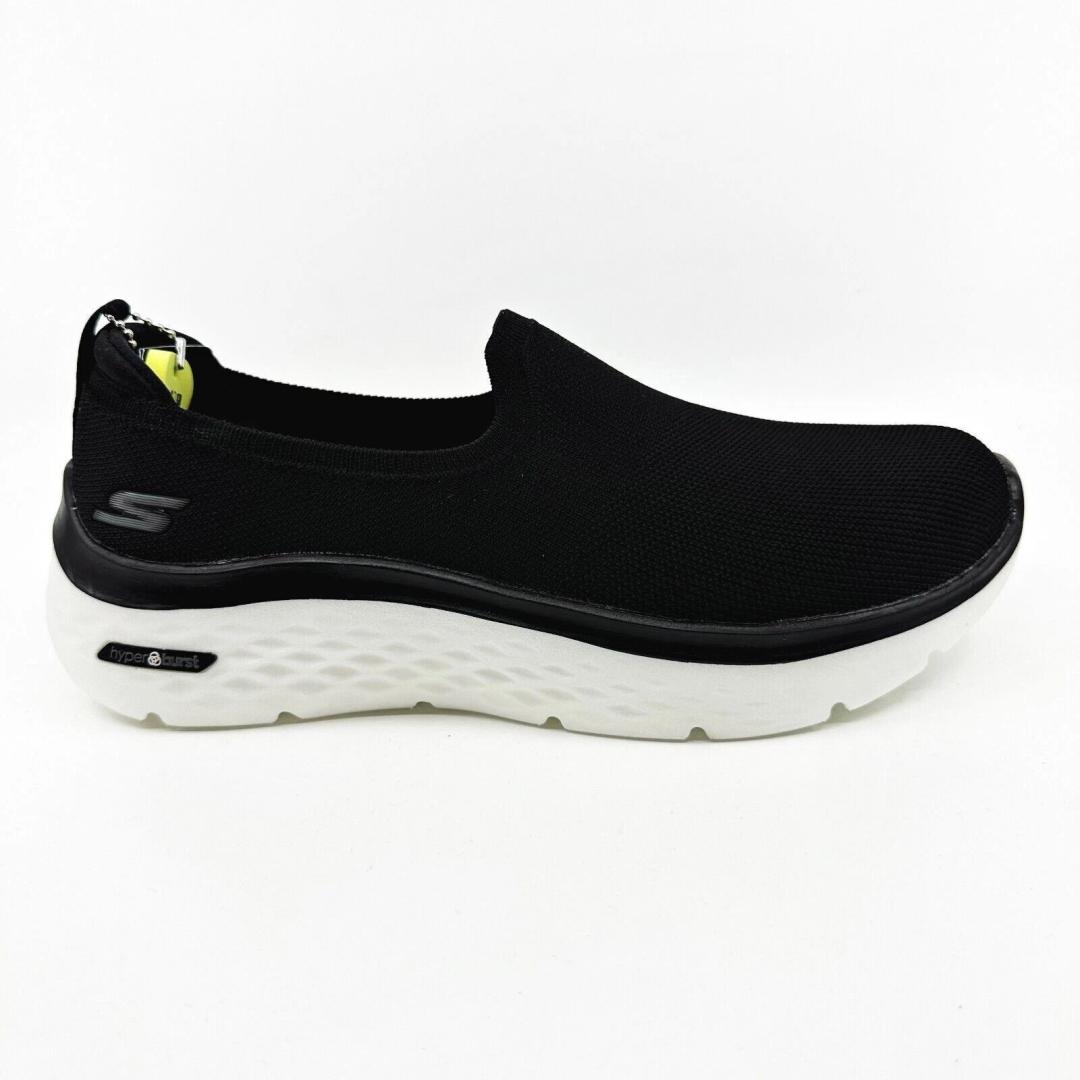 Skechers Go Walk Hyper Burst Grand Smile Black White Womens Slip On Shoes, Size 7.5