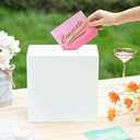 UNIQOOO White Acrylic Card Box w/Slot, Thick DIY Wedding Box Blank No Print, Large 10x10x5.5 in, for Reception Decoration Fundraiser Money Box Election Ballot Graduation Keepsake Party Favor