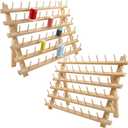 New brothread 2X60 Spools Wooden Thread Rack/Thread Holder Organizer with Hanging Hooks for Embroidery Quilting and Sewing threads