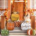 Set of 6 Farmhouse Outdoor Thanksgiving Fall Decoration for Home Pumpkin Thanksgiving Fall Porch Signs Decoration Standing Thankful Grateful Blessed Welcome Sign for Front Porch Garden Party (Novel)