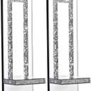 Crystal Crush Diamond Mirrored Candle Sconces, Silver Wall Candle Holder Set of 2, Wall Decorations for Living Room，Dining Room (Rectangle Stripe (Style 4))