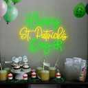 Xusdamyj Happy St Patrick's Day Neon Sign, Saint Patty Party Clover Light Sign St Patrick's Day Decor For Irish Holiday Shamrock Wall Art Irish Gift