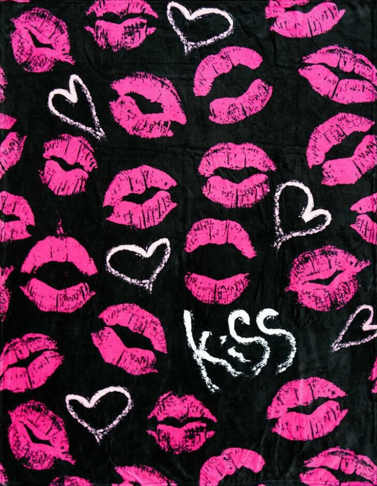 K's Novelties Pink Kisses Plush Blanket 50x60 Kiss Kiss Blanket Girl's Throw Blanket