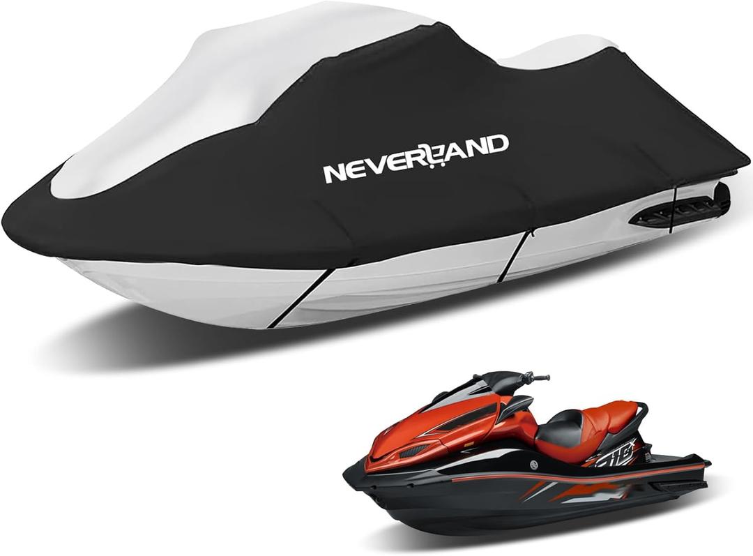 NEVERLAND Jet Ski Cover Suitable for 2 3 Seater Jetski Covers Heavy Duty Waterproof 210D with 2 Air Vent Marine Grade UV Resistant Compatible with Yamaha Sea-Doo Lengths 120'' to 135"