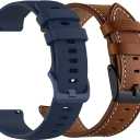 Compatible for Amazfit GTR 4 Bands,GTR 3/ 3 Pro Bands, Silicone & Leather Bands 22mm for GTR 4 Pro Limited Edition,GTR 4 47mm, GTR 2, GTR 2e Bands for Women Men, Replacement Sport Smart Watch Straps