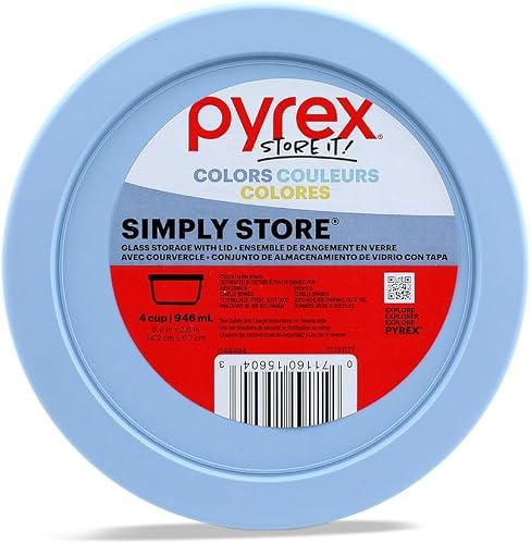Pyrex Round Food Storage with Blue Lid 4 Cup, 1 EA