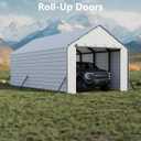 13ft Wide Heavy Duty PE Carport Waterproof Outdoor Garage Shelter for Car, Truck, Boat with Removable Sidewalls, Grey
