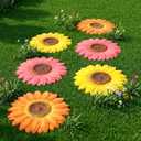 Landical 6 Pack Decorative Stepping Stones for Garden 10 Inch Cement Flower Stepping Stones Decoration for Patio Walkway Yard Outdoor(Sunflower)