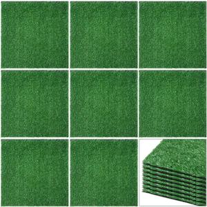 Nuanchu 8 Pieces 12 x 12 Inch Artificial Grass Square Mats Fake Grass Tiles Placemats Turf Patch Table Centerpieces Decor Rug for Crafts Miniature Garden Dollhouse DIY Party Indoor Outdoor, Green