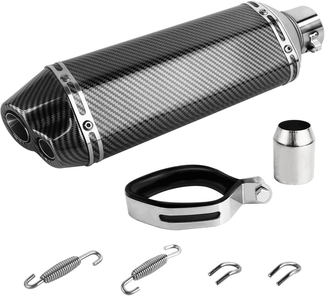 FLYPIG 1.54-2" dual outlet Inlet Slip On Exhaust Muffler Pipe with 39-51mm Diameter Exhaust for Dirt Bike Street/Sport Motorcycles and Scooters ATV