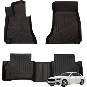 Floor Mats Liner Compatible with Mercedes-Benz E-Class E300/E350/E400/E450/E43 AMG/E53 AMG/E63 AMG S Sedan 2017-2023 All Weather Protector TPE Floor Liners Custom Fit Car Mats Non-SlipOnly for Sedan