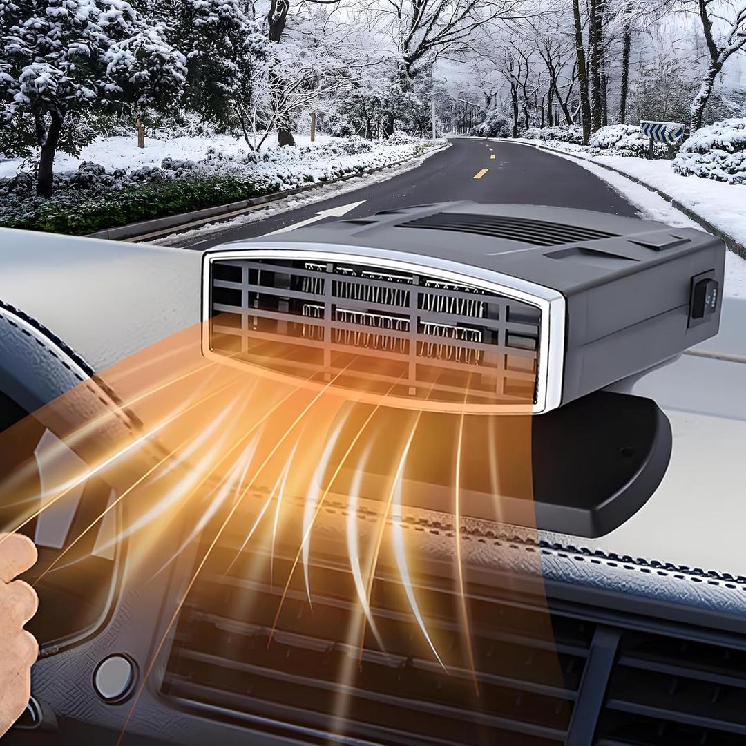 Portable Car Heater & Defroster,12V Car Heater that Plugs into Cigarette Lighter,200W Fast Heating Car Defroster Defogger,360 Rotatable Car Heaters for Vehicle,Car,RV,SUV(Black&Silver)