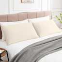 Warmstar Cotton Pillow Cases Standard Size Set of 2, 600 Thread Count Pillowcases 20x26 Inches, Soft Long Staple Cotton Pillowcases Breathable with Envelope Closure, Ivory White