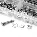 280PCs 1/4-20 Hex Bolts Screws Hex Nuts Flat Washers Lock Washer Kit, Stainless Steel 304, Fully Threaded Hex Bolt 1/4-20 x 1/2" 3/4" 1" 1-1/4" 1-1/2" 1-3/4" 2" Length