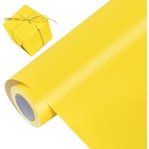 BEISHIDA Yellow Gift Wrapping Paper Solid Color Pearly-Lustre Wrapping Paper Roll Matte Gift Wrap Paper, Packing Paper for Wedding, Birthday, Graduation, Christmas Wrapping Paper(17inches X 32.8ft)