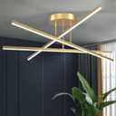 Gold LED Chandelier, 3-Lights Modern Semi Flush Mount Ceiling Lighting Fixture for Kitchen Dining Room Foyer Entry Bedroom, 23.82 18W
