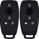 Lcyam Silicone Remote Key Fob Covers Smooth Soft Rubber Case Fits for Mercedes-Benz A220 E63S AMG E-Class GLE 350 4MATIC 2019 2020 2021 (Black Black)