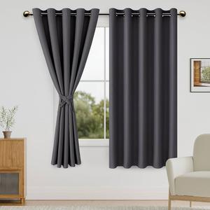 Blackout Curtains Dark Gray 1 Panel 2 x 6 Ft (Rings or Any Accessories Are Not Included)
