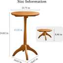 Small Round Side Table, Solid Wood End Table with Adjustable Height, Portable Accent Coffee Table, Nightstand,15.75" Dia.x 23.62" H,(Natural)
