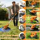 Electric Weed Wacker, Cordless Weed Eater Battery Powered, 5-in-1 String Trimmer Weedeater, 750W Brushless Motor, 2 x 4.0Ah Batteries & Charger, Grass Trimmer/Brush Cutter for Garden Lawn(Orange)