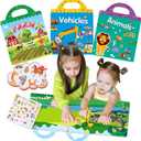 Toddler Reusable Sticker Books for Toddlers, Reusable Stickers for Toddlers, Reusable Sticker Books for Toddlers Toddler Sticker Books 3 Pack (Farm Vehicle Animal)