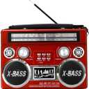 Supersonic SC-1097BT Portable 3 Band Radio with Bluetooth and Flashlight, M/FM/SW Receiver with MP3 Playback, High Sensitivity, Telescopic Antenna and Long-Lasting Battery (Red)