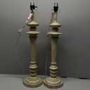 29" Farmhouse Table Lamp for Living Room Set of 2,Vintage Bedside Lamps with USB C+A Ports & AC Outlet,3-Way Dimmable Touch Nightstand Lamp for Bedroom, Beige