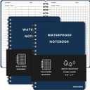 2PCS Field Grid Weatherproof Spiral Notebooks 4.8"x7" with All-Weather Stone Paper and Waterproof PVC Cover, 100 Pages per Pocket Notepad, A6 Medium Memo Steno Pads (Field, Blue)