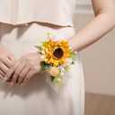 Ling's moment 2pcs Prom Wrist/Shoulder Corsage Artificial Flower, Girl/Mother Homecoming/Wedding Corsage Wristlet Dcor, etc. Sunflower Yellow