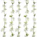 2Pcs Artificial Cherry Blossom Flower Garland Silk Fake Hanging Flower Vines for Home Wedding Decoration 7.2FT, White
