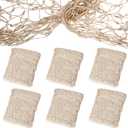 Shappy 6 Pack Natural Fish Net Decorative Cotton Fishnet Decor for Pirate Party, Mermaid Nautical Hawaii Luau Ocean Themed Wall Hanging Beach Bash Decoration Supplies (Beige)