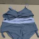 Girls' Swimwear 2PCS Suits Color Block Top with Bikini Teen Bathing Suits for Girls (13-14 Years, Blue Haze)