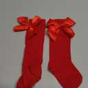 Baby Girls Socks Autumn Toddler Big Bow Knee High Long Soft Kids Christmas Sock Spanish Style Floor Socks(WZ2) (Red)