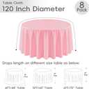 8 Pack Pink Round Tablecloth 120 Inch Table Cloth for Round Tables, Easter Spring Washable Polyester Fabric Stain and Wrinkle Resistant Decorative for Wedding Party Dining Banquet