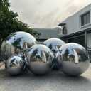 Silver Inflatable Mirror Ball Reusable Big Shinny PVC Disco Ball Giant Airtight Hanging&Standing Mirror Balloon for Events & Stage Party, Advertising, Shows Decoration (1 Piece,1.5m,Without Pump)